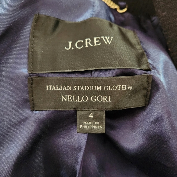 EUC J.Crew Italian Stadium Cloth By Nello Gori Black Women's Coat, Size 4 - Picture 6 of 9